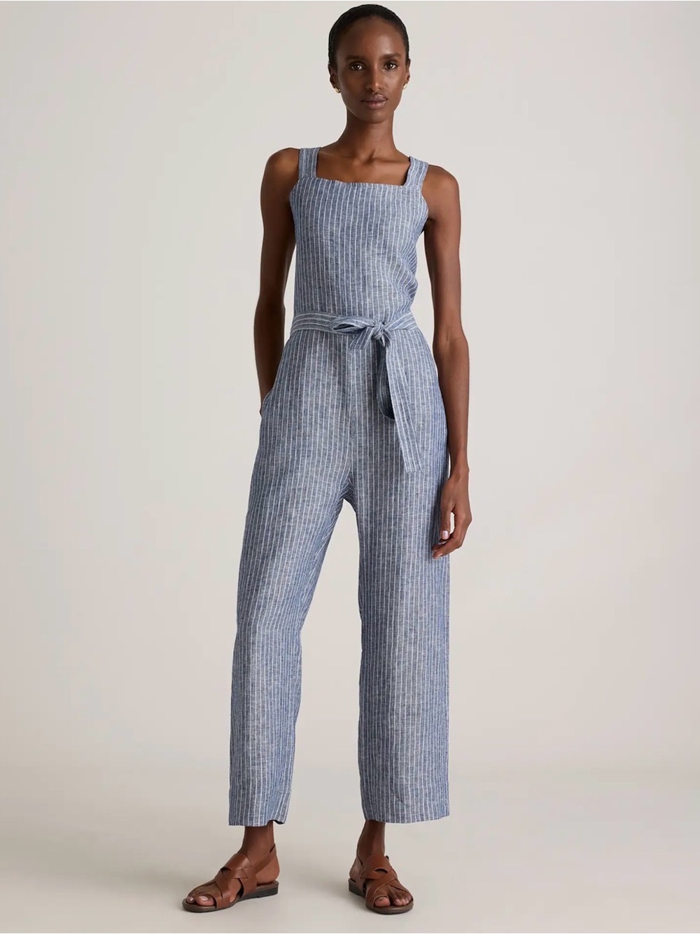 NWOT Quince 100% European Linen Square Neck Jumpsuit